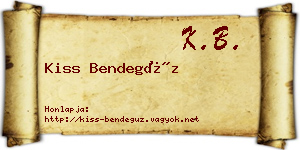 Kiss Bendegúz névjegykártya